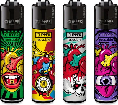 Produktbild von Clipper Feuerzeug 4er Set Trippy Hearts #2