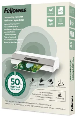 Produktbild von Fellowes Laminierfolientasche DIN A6 matt 160 mic 100 Stück