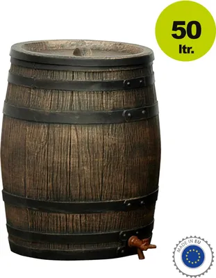 Produktbild von Regenfass Regentonne Fass Wein-Fass-Optik 50 Liter mit Auslaufhahn und Deckel