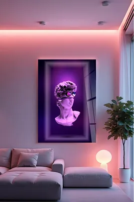 Produktbild von Wallity, Hhlneon001 - 70 x 100, Dekorative Malerei aus gehärtetem Glas, Mehrfarbig, 100 % gehärtetes Glas, 70 x 100 cm