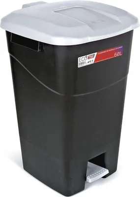 Image de Poubelle de cuisine 60 litres - Poubelle à pédale 60 litres - Poubelle 60 litres - Noir|Gris