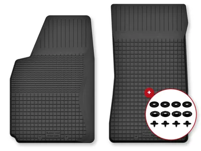 Produktbild von Gummi-Fußmatten Vorne für SsangYong Rexton I 2001-2006 (SUV) – 2-tlg, Schwarz, Semi-Universal, angepasst – Wielganizator Semi-Universal