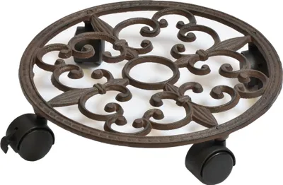 Produktbild von B&S Pflanzenroller Blumenroller Antik Shabby Ø 27 cm Rund massiv Gusseisen