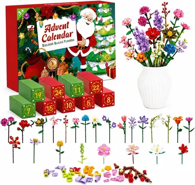 Productafbeelding van Adventskalender 2026 Bloemen van bouwstenen - 24 dagen