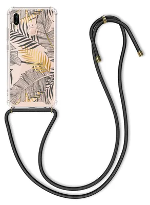 Produktbild von kwmobile Necklace Case kompatibel mit Huawei P20 Lite Hülle - Silikon Cover mit Handykette - Gelb Grau Transparent Dschungel