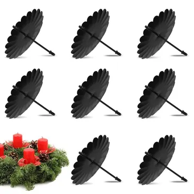 Immagine prodotto di Candele decorative natalizie in metallo nero, set da 8, diametro 8 cm