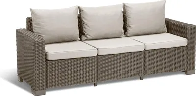 Produktbild von Dreisitziges Gartensofa KETER California 3-Sitzer-Sofa – 199 x 68 x 72 cm – Cappuccino