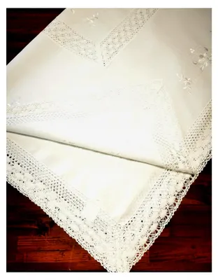 Produktbild von Tischdecke Hohlsaum Spitze weiß Tischläufer gehäkelt (130x170)