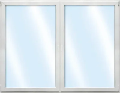 Produktbild von ARON Basic+ Kunststofffenster 2 Flügelig (Dreh/Dreh-Kipp) mit beweglichem Pfosten (Stulp) 150x150 cm RAL 9016 verkehrswe