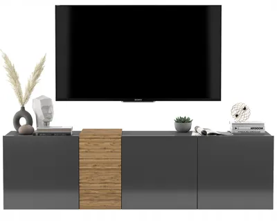 Zdjęcie produktu dla Szafka wisząca RTV NAVA 1 160 grafit połysk/dąb artisan