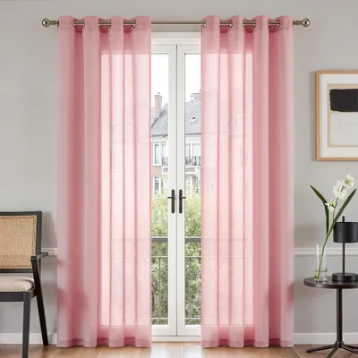Linnenlook Gardinen mit Ösen, 2er Set, Rosa, 245x140 cm