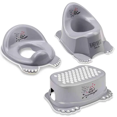 Produktbild von Babykajo 3 in 1 Baby Töpfchen Set - Kinder Töpfchen + Kinder Toilettensitz + Kinder Tritthocker – aus BPA freiem Plastik und mit Antirutschfüßchen.