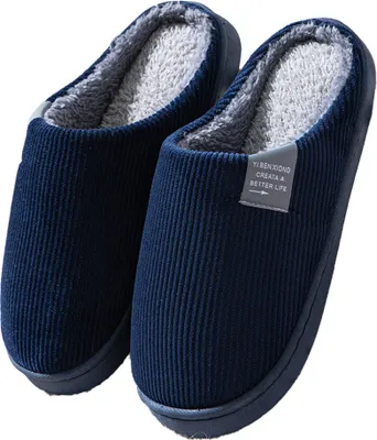 Produktbild von Memory Foam Hausschuhe Herren Damen Winter Warme Pantoffeln Weiche Leicht Bequeme Slipper(Geldstreifen marineblau,40-41)