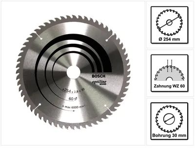 Zdjęcie produktu dla Bosch Bosc Kreissägeblatt Optiline 254x30 (2608640444)