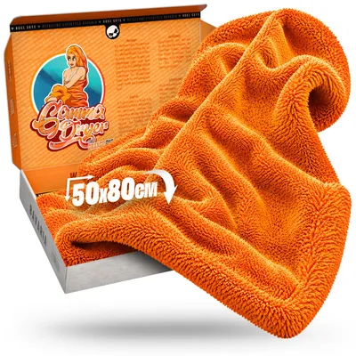 Produktbild von Nuke Guys Gamma Dryer XXL | Ultra saugstarkes Trockentuch 1400 GSM in Orange 50x80cm | Fusselfrei, abgerundete sanfte Fasern, kratzerfrei, extra groß | Premium Mikrofasertuch für Auto Motorrad Fahrrad