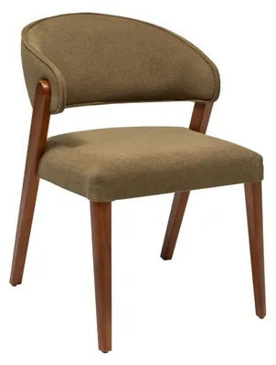 Image de Chaise de salle à manger, fauteuil rembourré, beige, marron, bois, style moderne scandinave