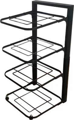 Zdjęcie produktu dla Półka kuchenna ze stali węglowej Wielowarstwowy czarny organizer na garnki i patelnie do domu Czteropoziomowy 54x24x7cm/21.3x9.4x2.8in