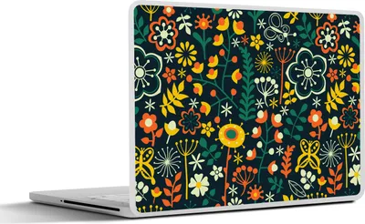 Produktbild von MuchoWow® Laptop Aufkleber Sticker Cover Mädchen - Schmetterling - Pflanzen - Muster - Mädchen - Kinder - Mädchen 25x18 cm - Laptop-Deko