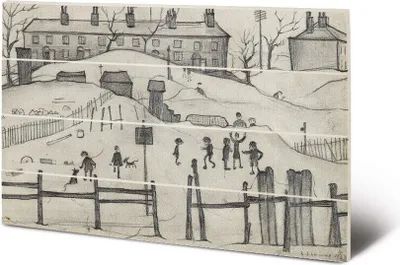 Immagine prodotto di L.S. Lowry - Tafel "Case a Broughton 1937" PM5993 (20 cm x 29,5 cm) (Grau)