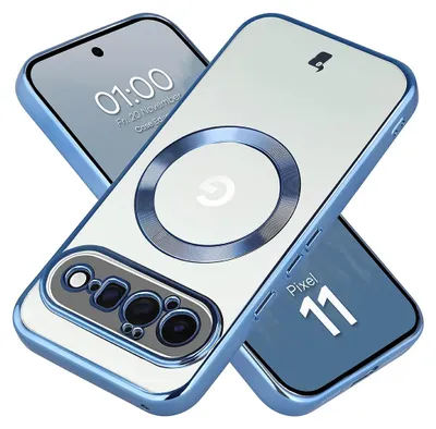 Produktbild von Handyhülle mit Magnetring für Google Pixel 11, Bizon Case EduardO, Transparent-Blau