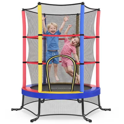 Obrázek produktu pro SONGMICS Dětská trampolína, zahradní trampolína o průměru 174 cm s bezpečnostní sítí, mini trampolína pro vnitřní i venkovní použití, ocelový rám, barevná