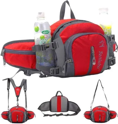 Immagine prodotto di Marsupio in tela stile militare, resistente all'acqua, con portabottiglia, ideale per la corsa, le escursioni, il ciclismo e il campeggio