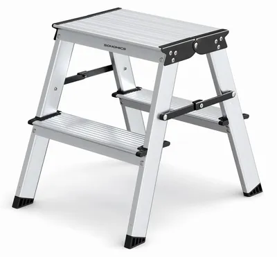 Produktbild von Leiter & Trittleiter aus Aluminium - GLT012 - 3 rutschfeste Stufen - Klappbar - Tragkraft 150 kg - Silber