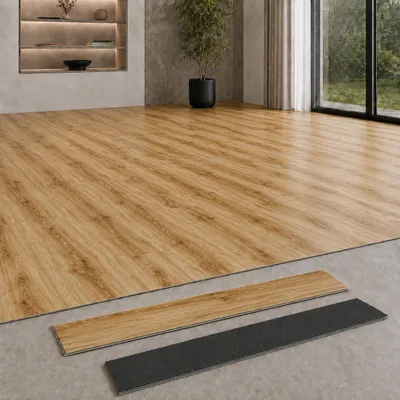 Zdjęcie produktu dla Berti Graf Wodoodporna podłoga winylowa SPC 5 mm z podkładem IXPE – panele na klik 122 x 18,4 cm w dekorze drewna, Obraz wygenerowany przez AI