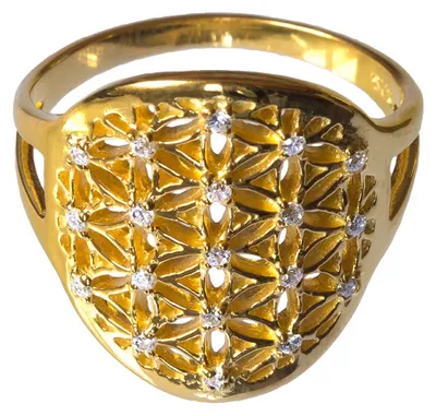 Produktbild von Ring "Blume des Lebens" Silber 925 vergoldet 2,0cm, 3,8g.
