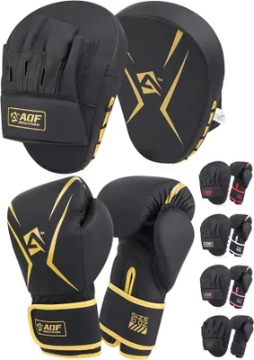 Imagen del producto de Set de guantes de boxeo y manoplas para saco de boxeo, kickboxing y entrenamiento de artes marciales