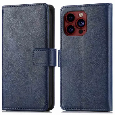 Imagen del producto de Funda Tipo Libro de Lujo para Apple iPhone 15 Pro - Azul oscuro