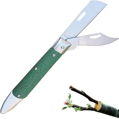 Produktbild von Klappbares Gartenmesser aus Edelstahl mit 2 Klingen zum Pfropfen und Beschneiden