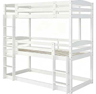 Produktbild von Holz-Etagenbett mit Treppe "Sephora" – 90 x 190 cm – Weiß