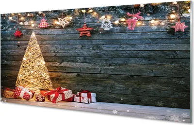 Produktbild von Glasbilder 100x50 Wandkunst Geschenke Weihnachtsbaumdekoration Bretter