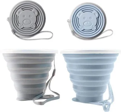 Image de Ibenzoa® : Lot de 2 gobelets pliables en silicone – légers et réutilisables, sans BPA, lavables au lave-vaisselle, idéaux pour le camping et les voyages, pour les boissons chaudes et froides