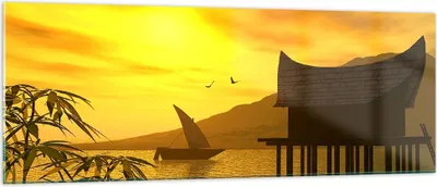 Produktbild von Bilder auf glas - Asien Berg Meer Felsen - 140x50cm - Glasbilder - Wandbilder - Kunstdruck - zum Aufhängen bereit - Wanddekoration aus Glas - Glas Bilder - Wandbild auf Glas - GAB140x50-0363