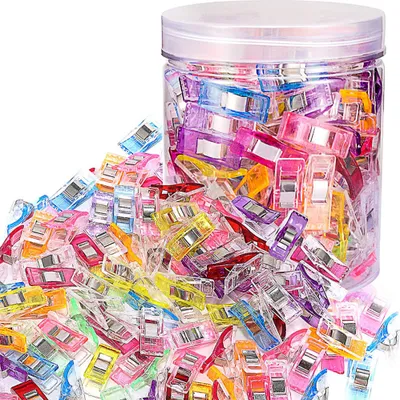 Produktbild von Anpro 60 Stück Clips 27 x 10 mm Nähzubehör Nähzubehör Stoffclips 6 Farben zum Nähen, Quilten, Häkeln, Einweg