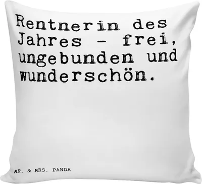 Produktbild von Mr. & Mrs. Panda Wohnzimmerkissen Rentnerin des Jahres -... - Weiß - Geschenk, Zierkissen, Spruch Sprüche Weisheiten Zitate Lustig Weisheit Worte, Dekokissen, Couchkissen