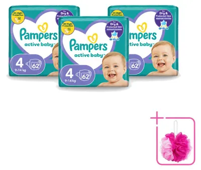 Produktbild von 3 x Pampers Active Baby Windeln Größe 4 (9-14 kg) - Sparpackung - 3 Stücke