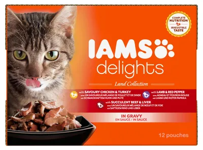 Productafbeelding van IAMS Delights Land Collectie in saus, natvoer voor katten; 12 x 85g
