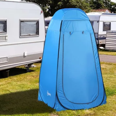 Produktbild von AIORBER Pop Up Toilettenzelt 120x120x190 cm Duschzelt Umkleidezelt wasserdicht faltbar mit Innentasche Camping Outdoor Himmelblau