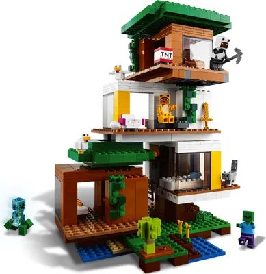 Produktbild von LEGO 21174 Minecraft Das moderne Baumhaus Spielzeug, Set für Jungen und Mädchen ab 9 Jahren mit Figuren