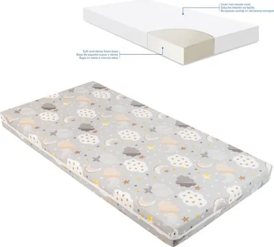 Produktbild von Kikkaboo Babybett Matratze Fantasia Plus 120 x 60cm Reißverschluss Baumwollbezug hellgrau