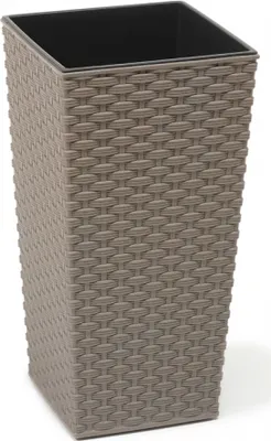 Zdjęcie produktu dla Doniczka LAMELA Flowerpot FINEZIA ECO WOOD RATTAN 30 x 30 cm, wysokość 57 cm, szara