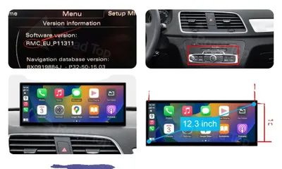 Obrázok produktu pre Multimediálny displej do auta, kvalitný obrazovka, kompatibilný s Audi A1 a Q3 (modelové roky 2012–2018), verzia Q3 RMC 12,3