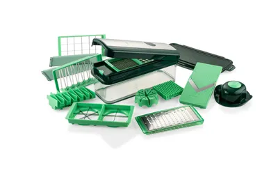 A collection of kitchen cutting and grating tools.