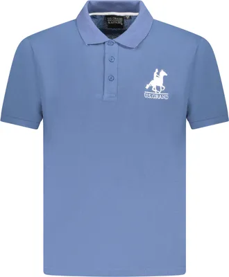 Produktbild von Herren Kurzarm-Poloshirt Blau mit Stickerei und 3-Knopf-Design