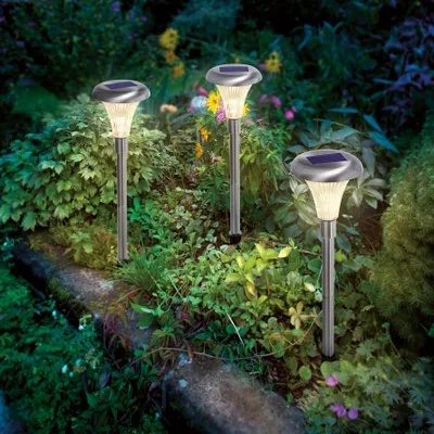 Produktbild von esotec Solar Steckleuchten 3-er Set Capri, 34 cm aus Edelstahl wetterfest 102068