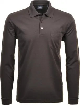 Produktbild von RAGMAN Herren Poloshirt Langarm Polokragen Regular Baumwollmix Mokka 5XL