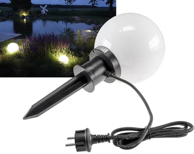 Zdjęcie produktu dla ChiliTec kula świetlna ogrodowa 20cm z szpikulcem do użytku na zewnątrz IP44 kabel 1,5m - gniazdo E27 - światło zewnętrzne odporne na warunki atmosferyczne mrozoodporne - nie blaknie
